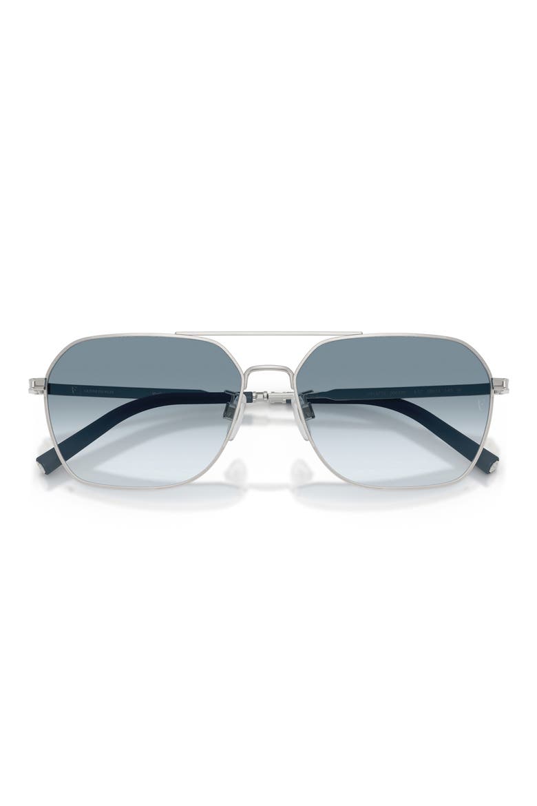 58mm Roger Federer R-17 Irregular Sunglasses, Alternate, color, BRUSHED SILVER / SKY