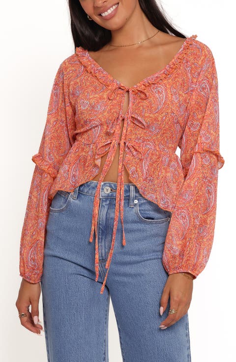 Isolt Paisley Print Tie Front Shirt