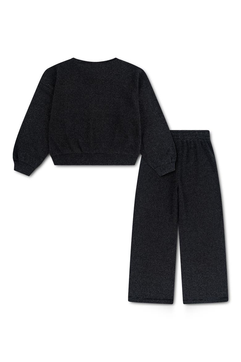 Kids' Lurex Waffle Top & Pants Set, Alternate, color, BLACK