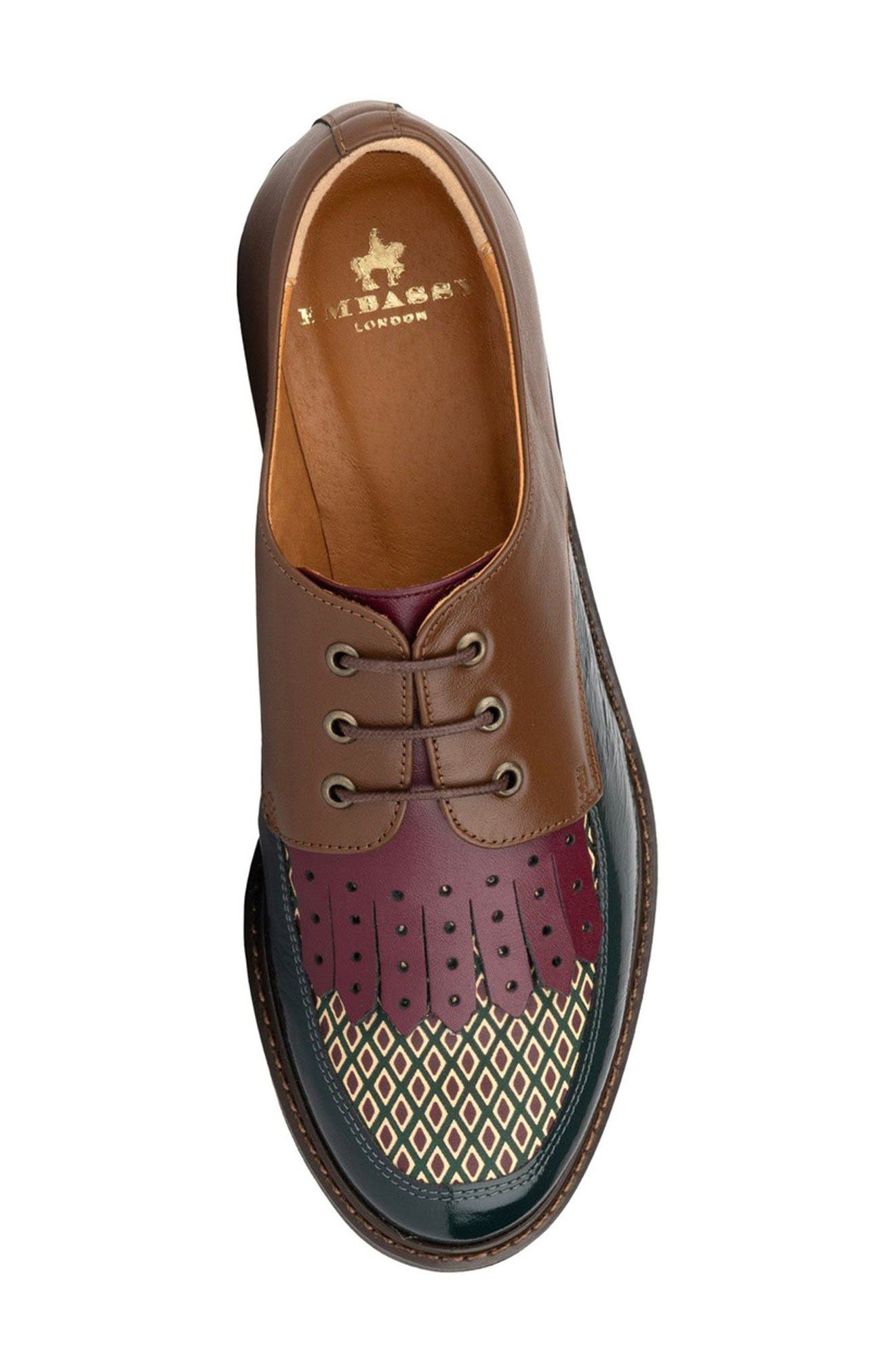Lace-Up Water Resistant Brogue Oxfords, Alternate, color, BROWN