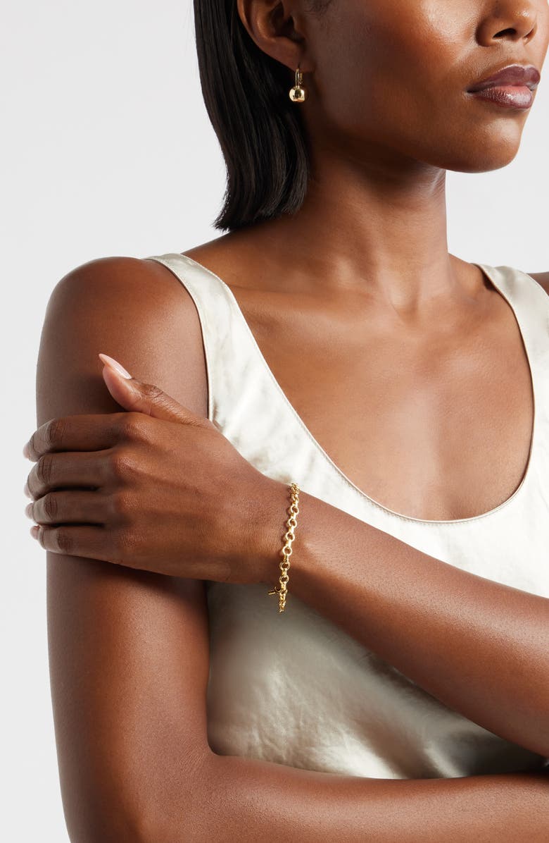 Nordstrom Rolo Chain Link Bracelet, Alternate, color, 14K Gold Plated