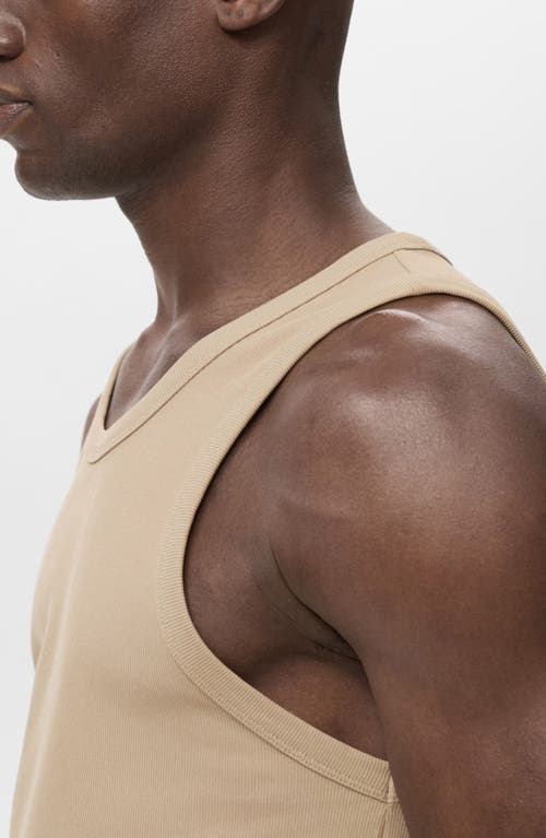 Mango Slim Fit Stretch Cotton Rib Tank In Neutral