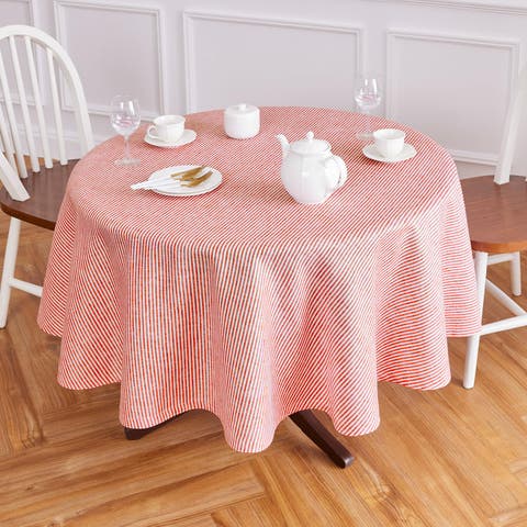Linen Round Tablecloth - Narrow Stripe