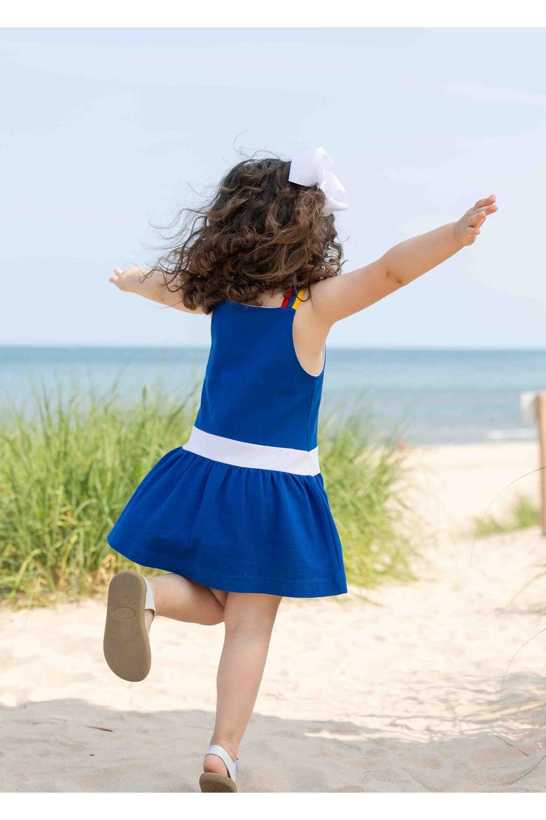 Pique Knit Dress With Sailboat, Alternate, color, Royal / White