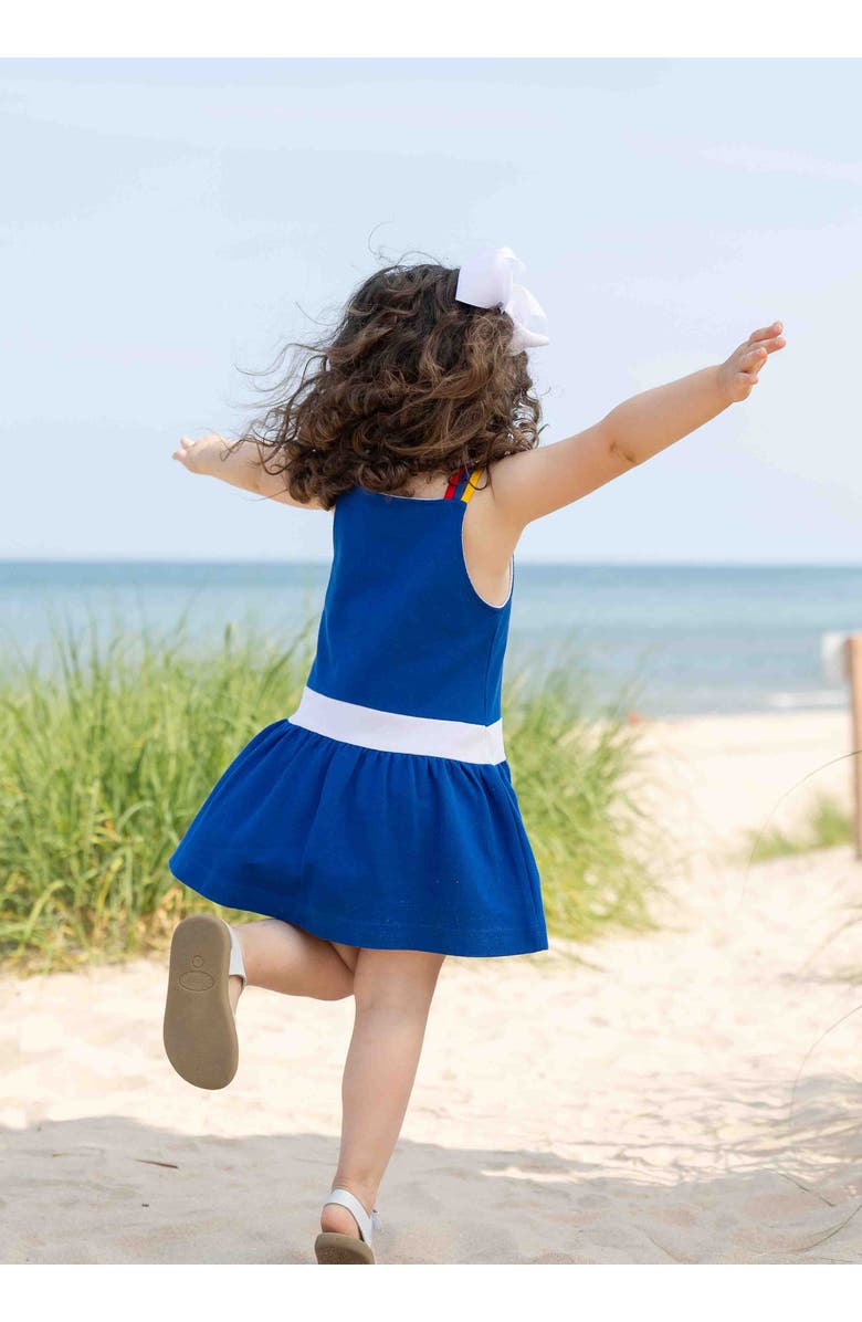 Florence Eiseman Pique Knit Dress With Sailboat, Alternate, color, Royal / White