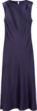 MANGO Shoulder Pad Sleeveless Satin Midi Dress