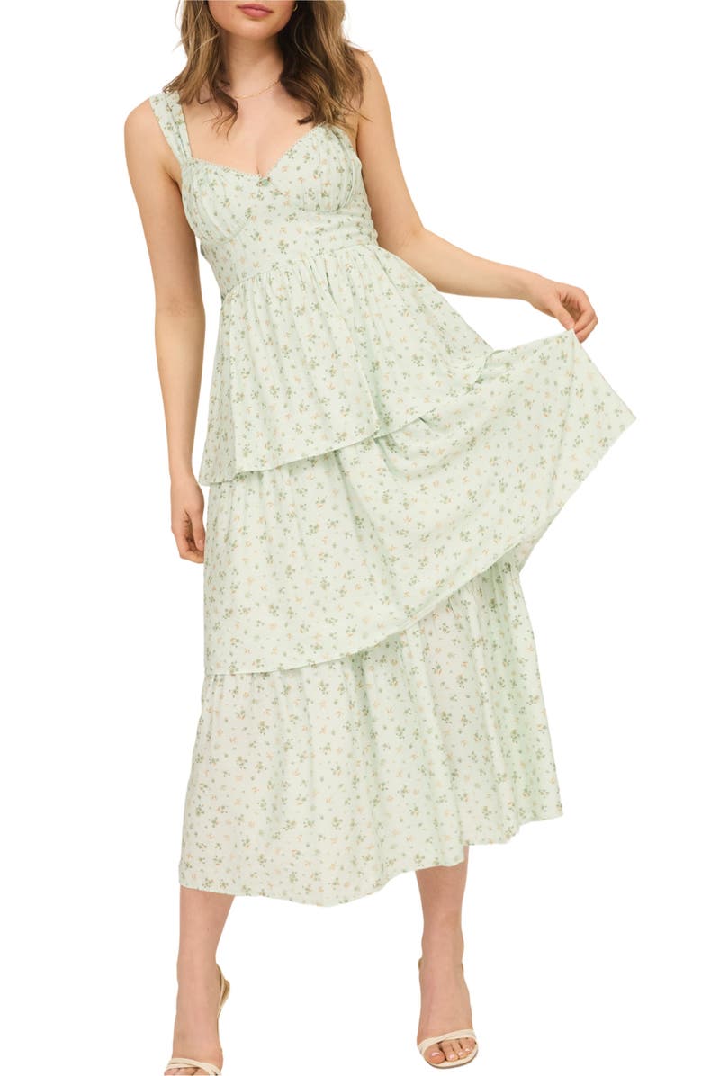 AUGUST SKY Tiered Tie Strap Sundress, Alternate, color, 