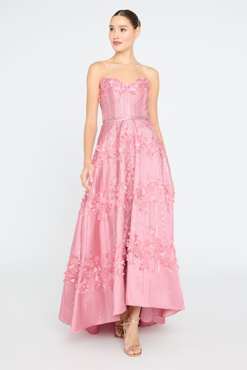 Theia Toby Beaded Gown In Pink