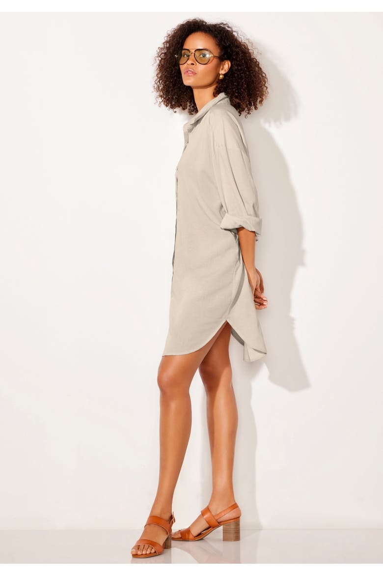 Essential Go Anywhere Oversized Beach Shirt Cover Up, Alternate, color, Sand