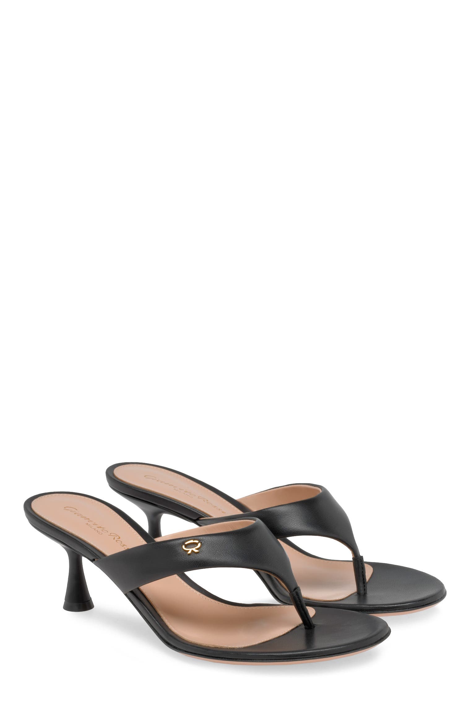 Gianvito Rossi Ascent Thong 55 Sandals, Alternate, color, Black