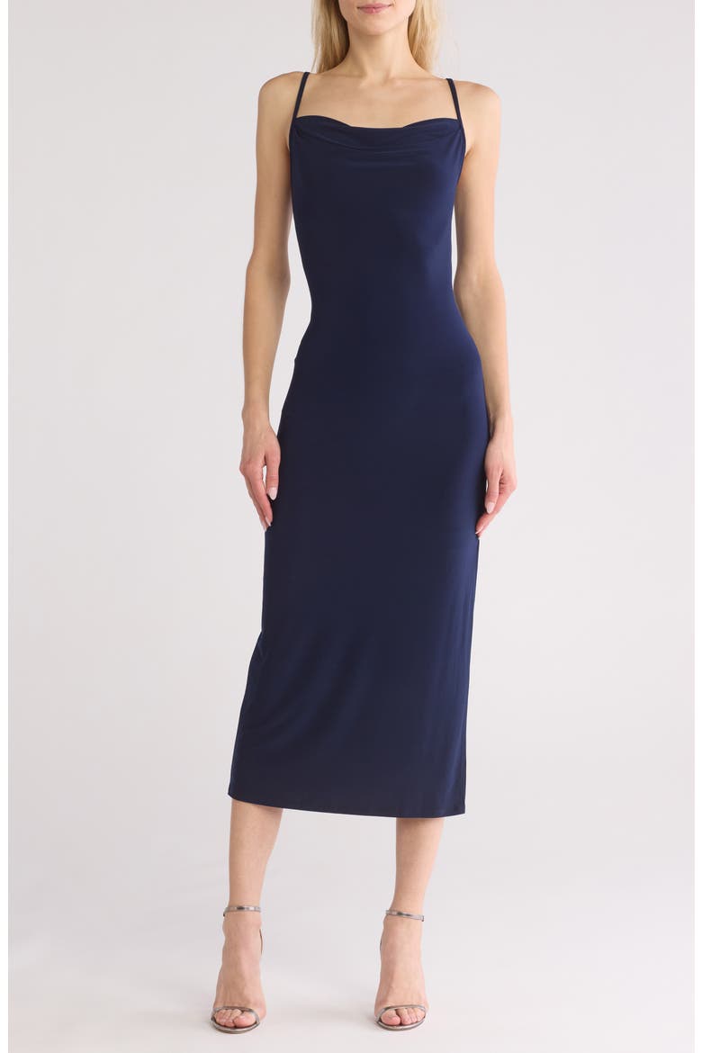 Scoop Neck Midi Dress, Main, color, NAVY