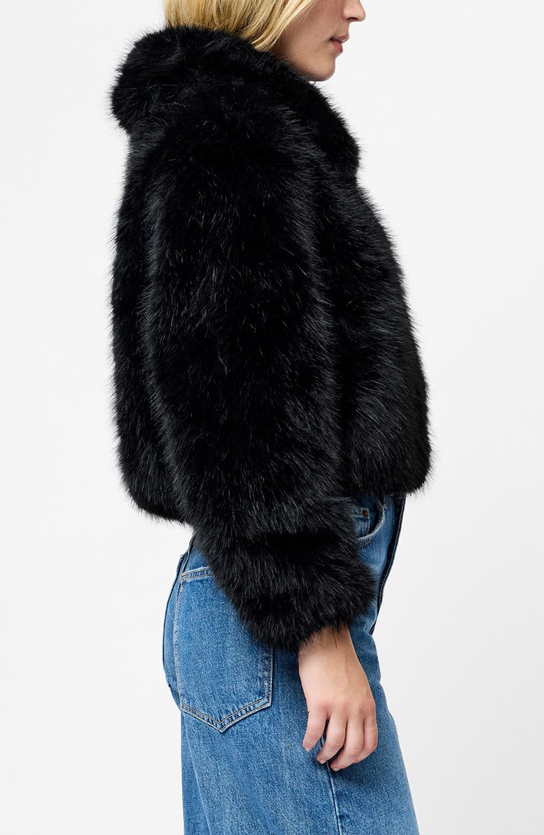 French Connection Rena Faux Fur Crop Jacket, Alternate, color, Black