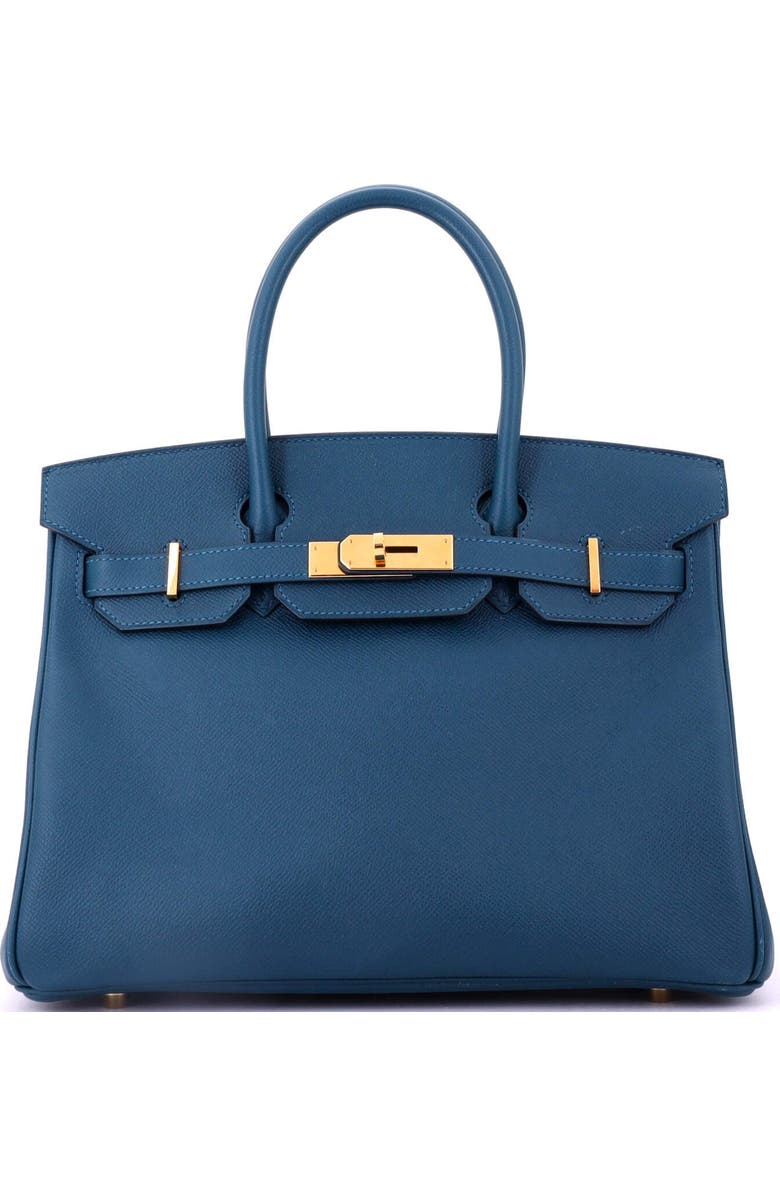 Pre-Owned Hermes Birkin Handbag Blue Epsom with Gold Hardware 30, Main, color, Colvert