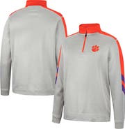 COLOSSEUM Men's Colosseum Gray/Orange Clemson Tigers Bushwood Fleece Quarter-Zip Jacket