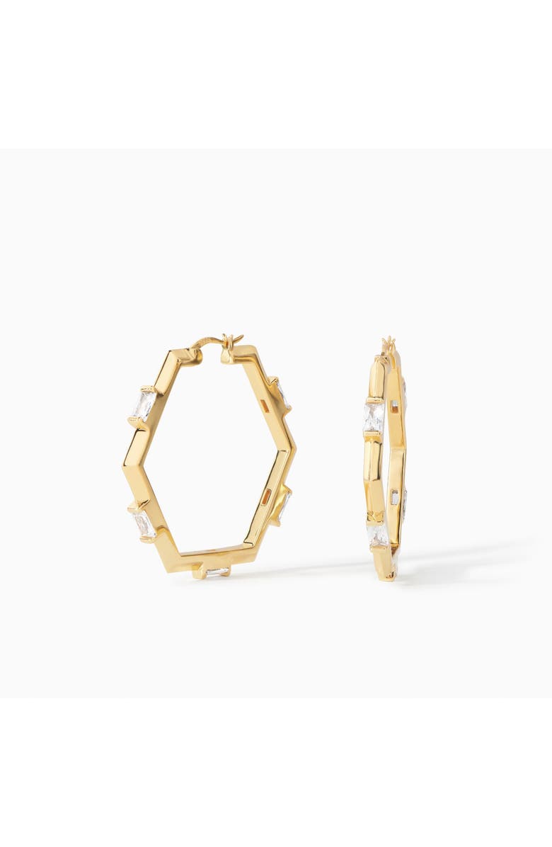 Ora Ana The Claire Hoop Earrings, Alternate, color, Gold/White Cz