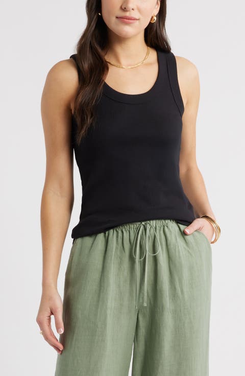 Scoop Neck Rib Cotton Tank