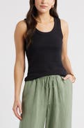 Caslon® Scoop Neck Rib Cotton Tank