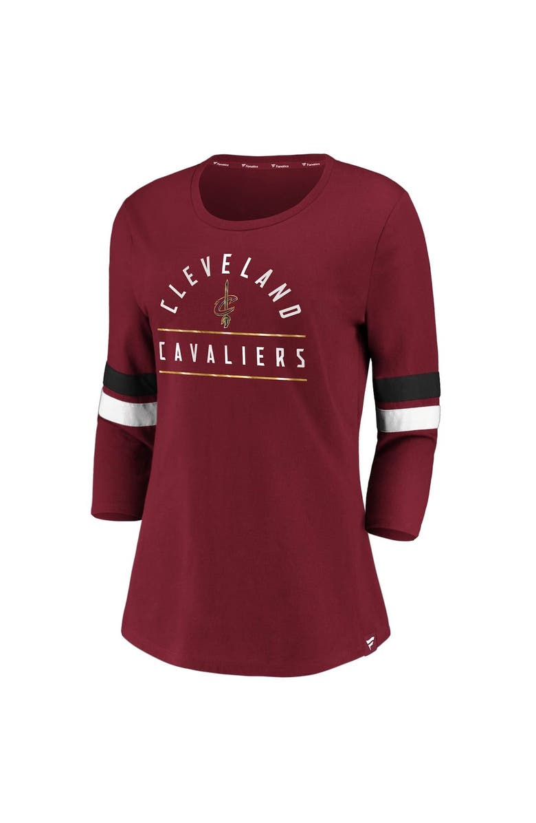FANATICS Women's Fanatics Branded Wine Cleveland Cavaliers Iconic Prolific Modern 3/4-Sleeve T-Shirt, Alternate, color, 