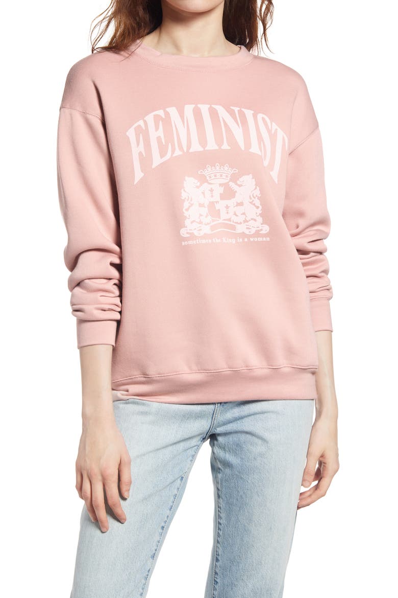 VOTE Collection Graphic Sweatshirt, Main, color, PINK- FEMINIST