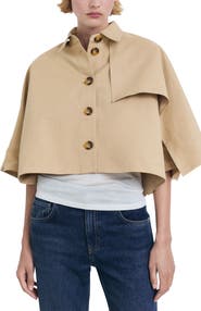 MANGO Cape Cotton Blend Trench Jacket