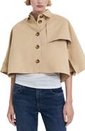 MANGO Cape Cotton Blend Trench Jacket