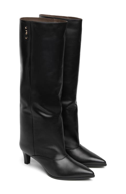 Cuffed Pointed Toe Knee High Boot