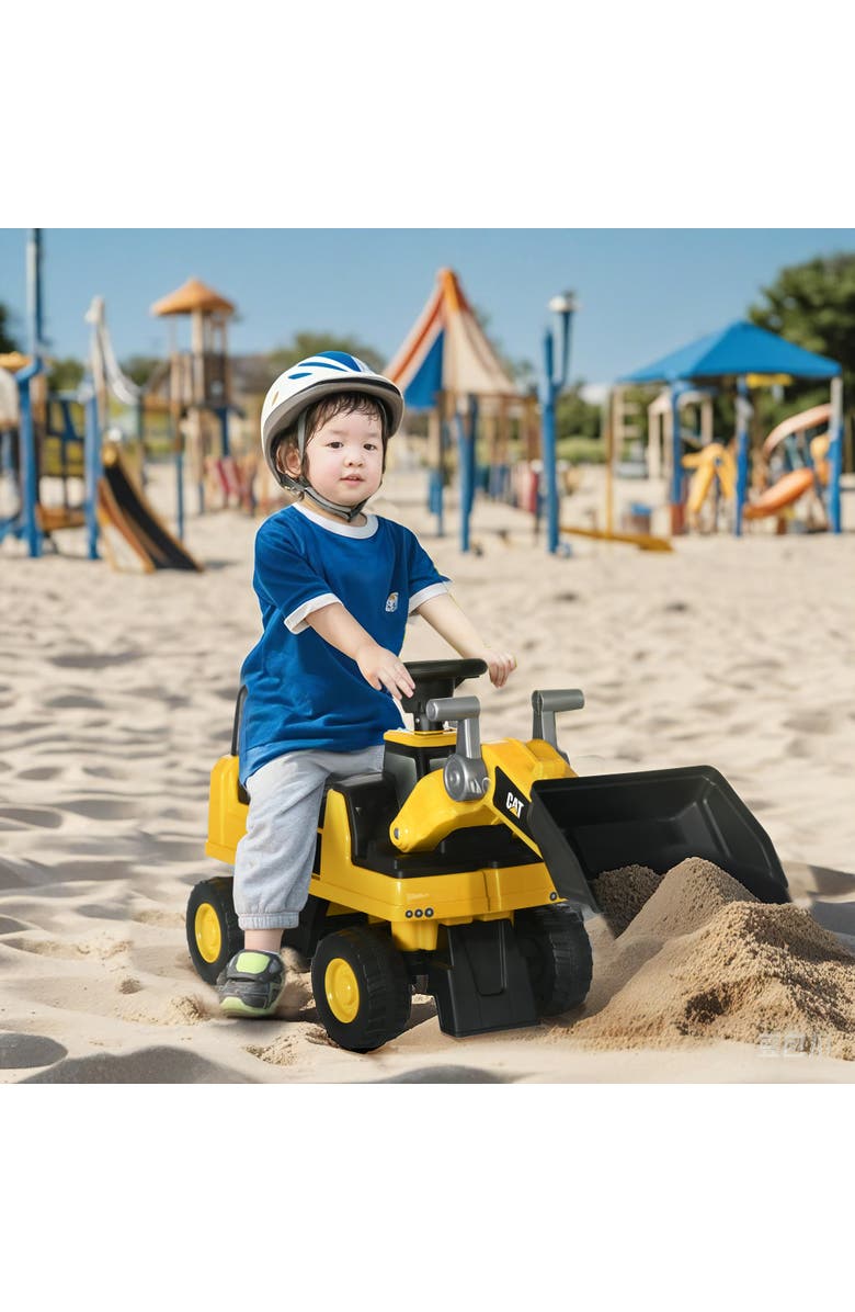 Aosom Kids Ride-On Excavator with Shovel, Horn, Storage, Alternate, color, Yellow