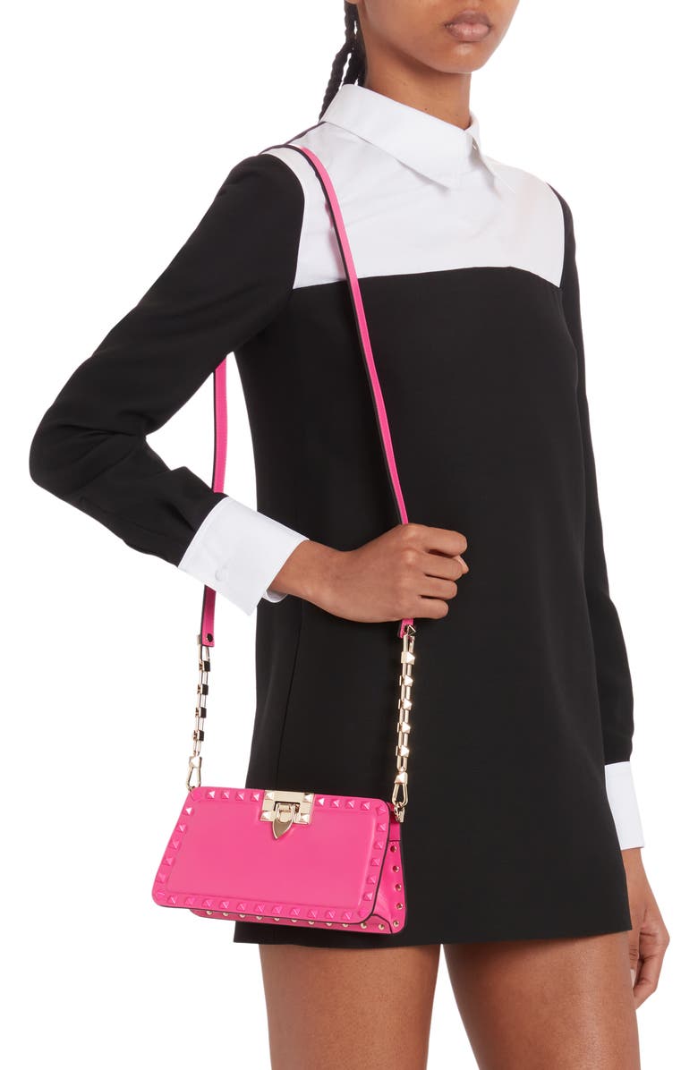 Valentino Garavani Rockstud Leather Clutch, Alternate, color,
