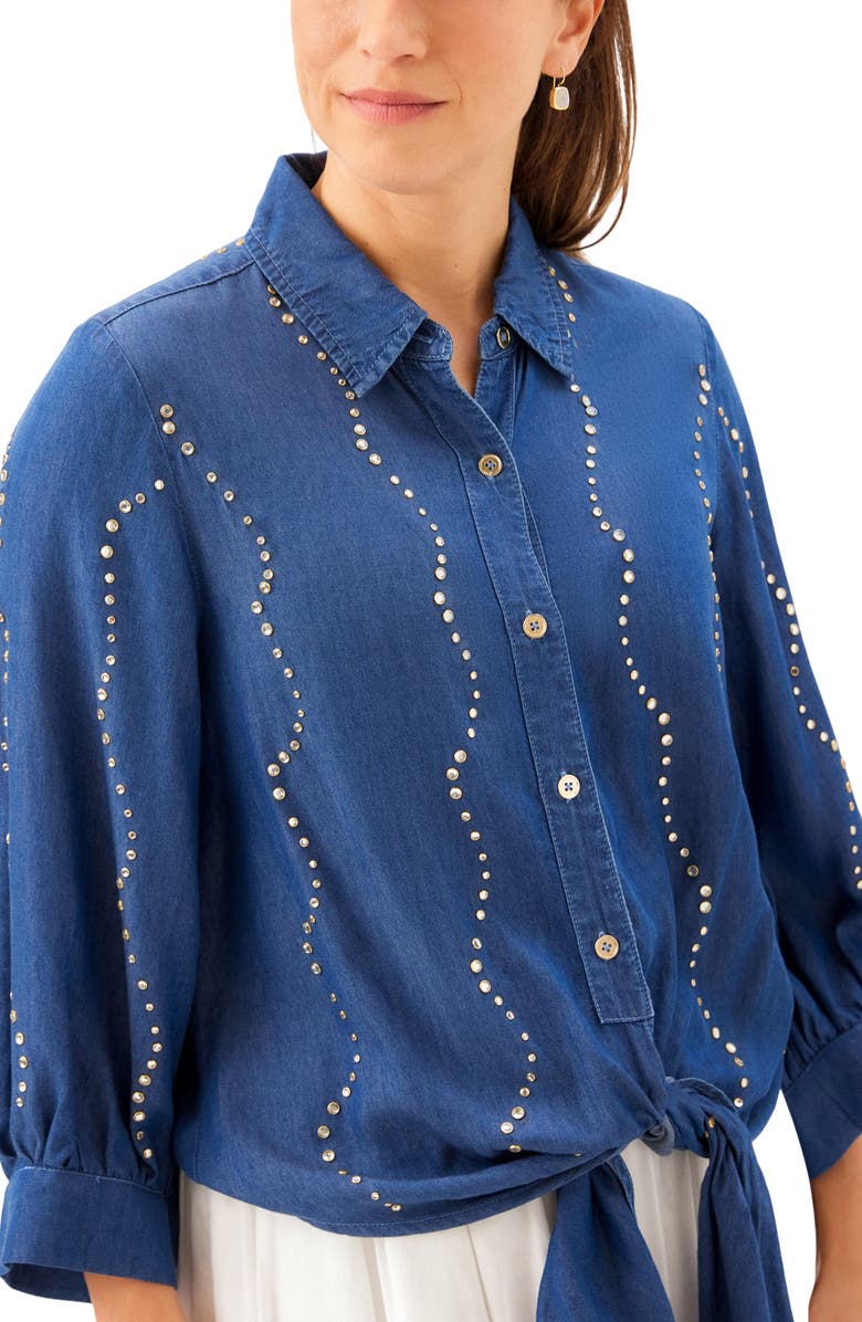 Karen Kane Gemstone Denim Shirt, Alternate, color, Chambray