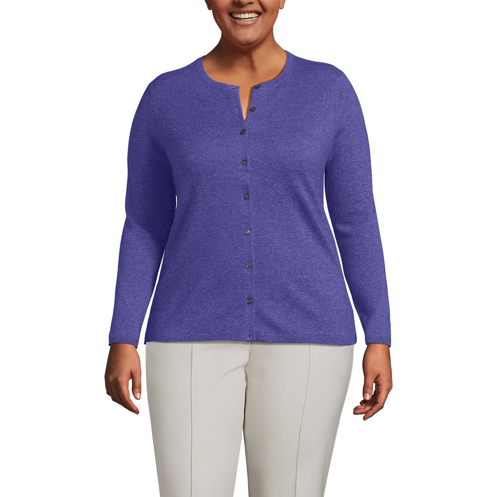 Lands' End Cashmere Cardigan Sweater In Blue