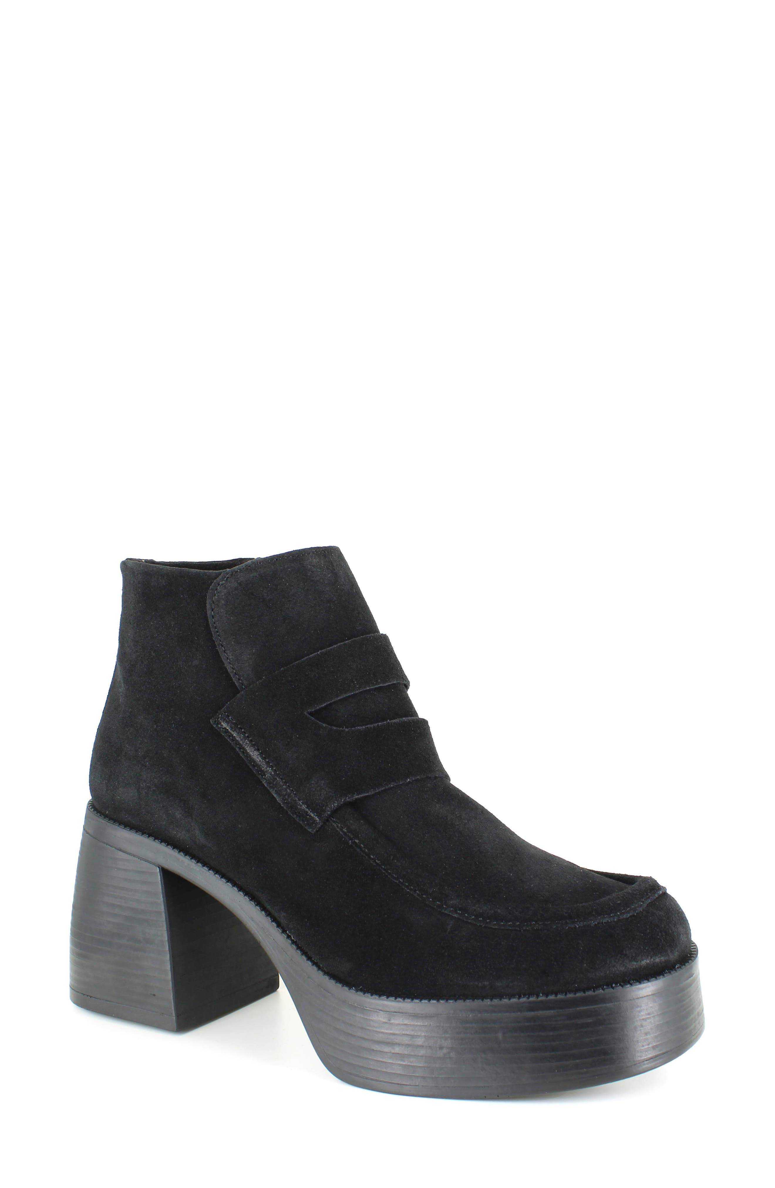 Candie's Bertina Water Resistant Platform Bootie, Main, color, Black Suede