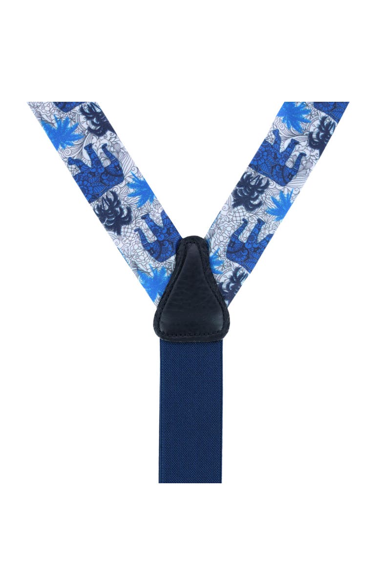 Trafalgar Elliot The Elephant Safari Silk Button End Suspenders, Alternate, color, Blue