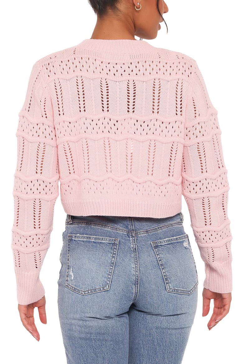 Aidy Pointelle Crop Cardigan, Alternate, color, PINK