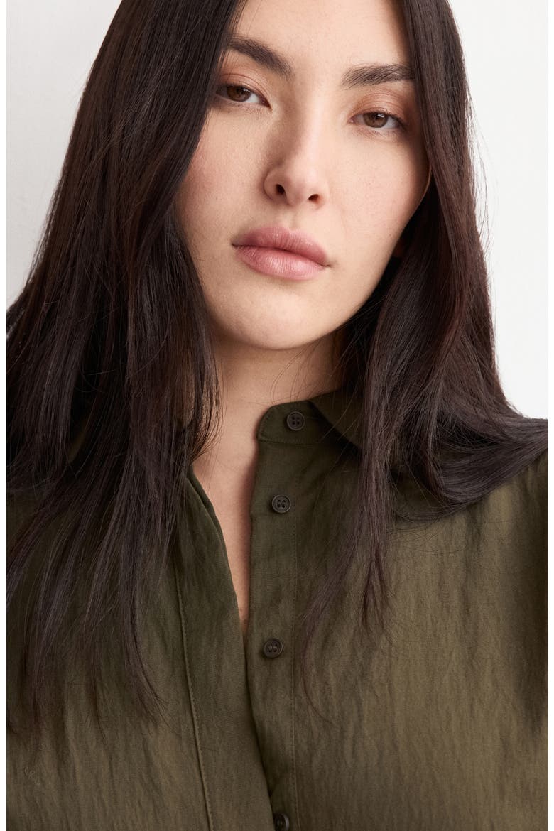 Long Sleeve Shirtdress, Alternate, color, KHAKI GREEN