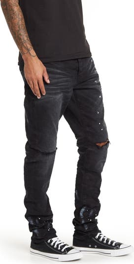 PURPLE Paint Splatter Ripped Knee Skinny Jeans