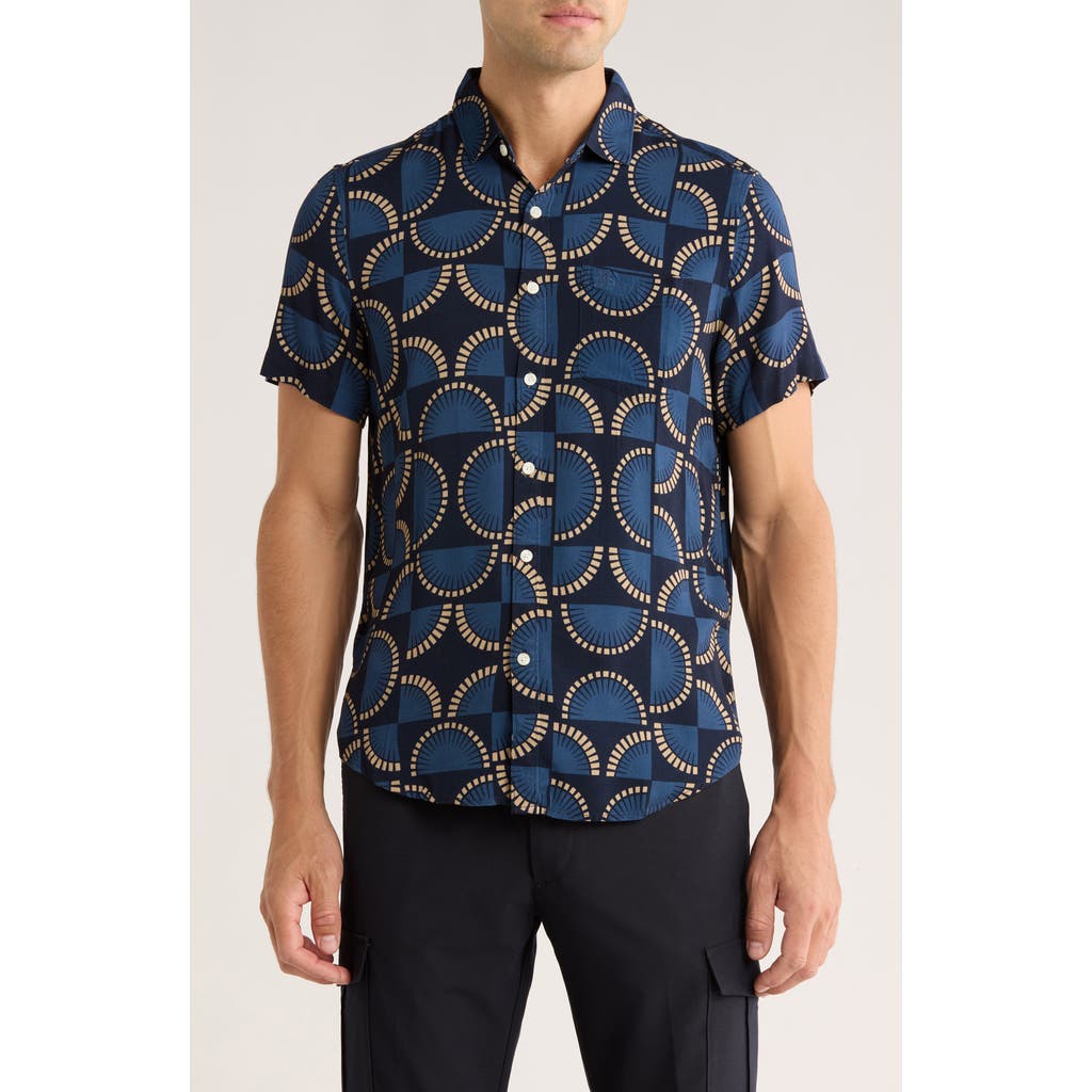 Original Penguin Fans Short Sleeve Button-up Shirt In Blue