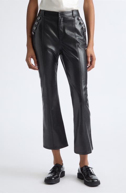 Suzette Cropped Faux Leather Flare Pants