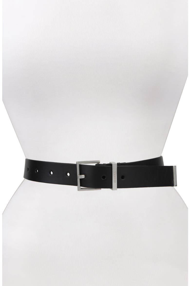 Leather Belt, Main, color, BLACK