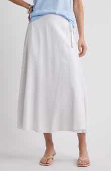 Caslon® Waist Tie Linen Blend Skirt