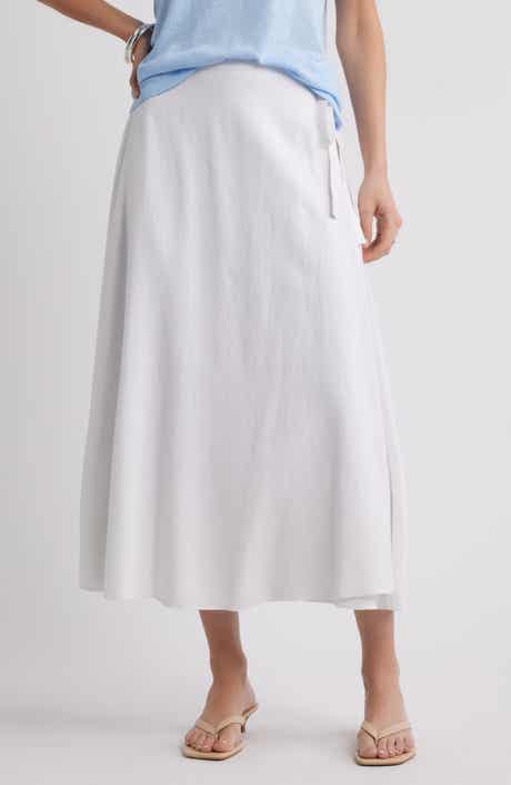 Caslon® Waist Tie Linen Blend Skirt