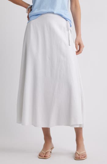 Caslon ® Waist Tie Linen Blend Skirt In White