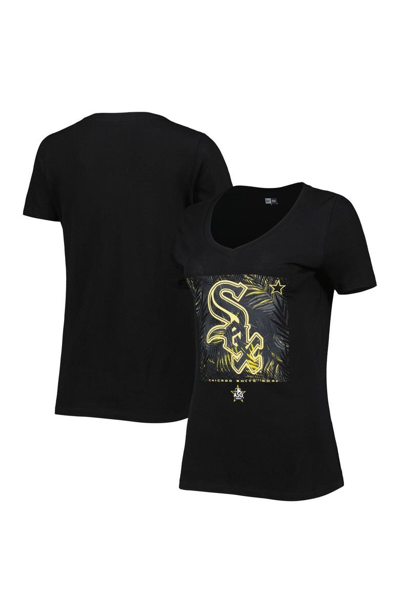 New Era Women's New Era Black Chicago White Sox 2022 MLB All-Star Game Hat Hook-Up V-Neck T-Shirt, Main, color, 