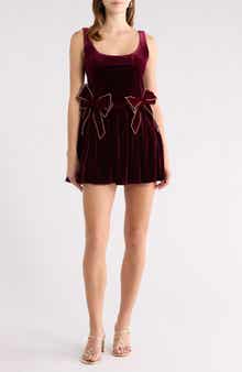 All in Favor Velvet Fit & Flare Dress