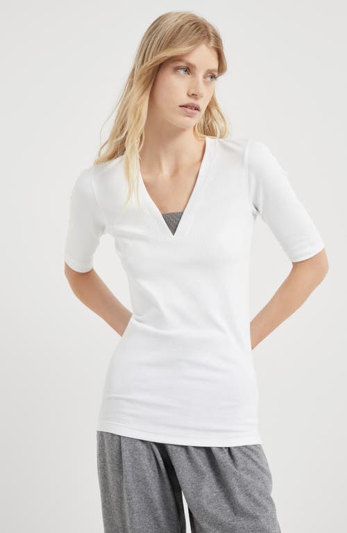 Brunello Cucinelli Ribbed Jersey T-shirt In White