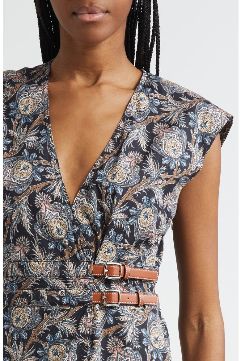 Nilsen Paisley Floral Stretch Cotton Midi Dress, Alternate, color, BLACK MULTI
