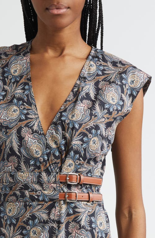 Veronica Beard Nilsen Paisley Floral Stretch Cotton Midi Dress In Black