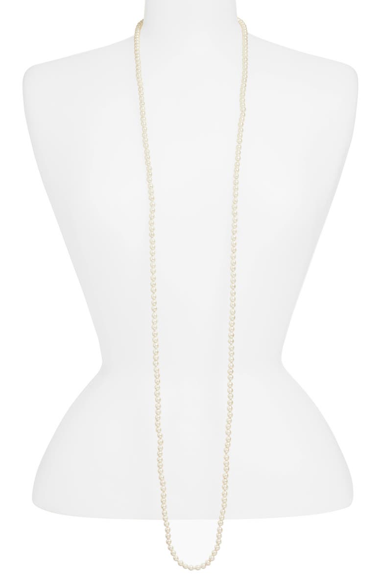 Valentino Garavani Oval Faux Pearl Necklace, Alternate, color, Oro/Nero/Crystal/Cream