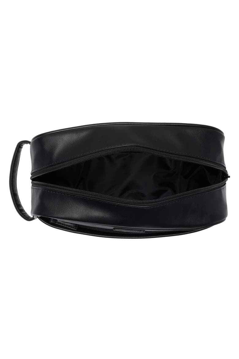 Leather Top Zip Toiletry Bag, Alternate, color, BLACK