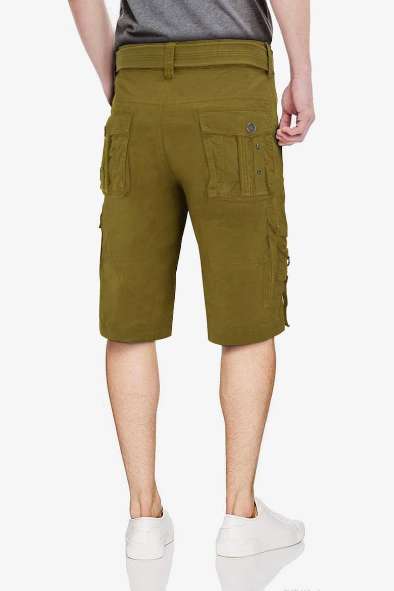 Belted Snap Button Cargo Shorts, Alternate, color, BRITISH KHAKI