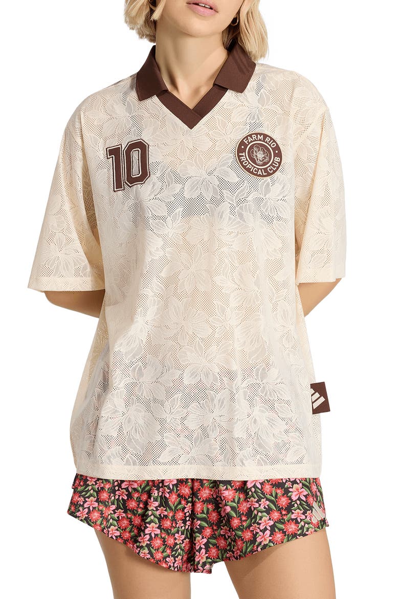 x Farm Rio Lace Jersey, Main, color, ECRU TINT/ AUBURN